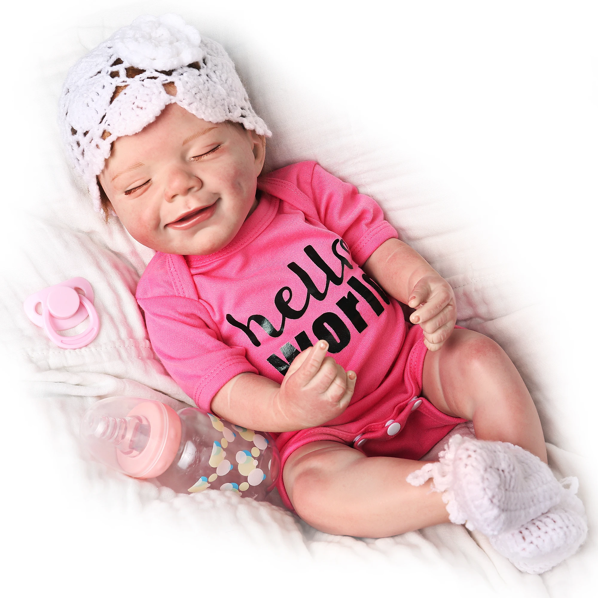 

Reborn doll girl silicone cloth body mixed 55cm children's gift companion simulation collection boutique TOP toy