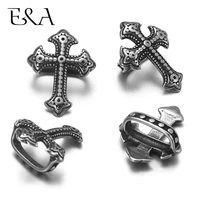 4pieces vintage cross slide beads fit flat leather 126mm rope charms men jewelry making accessories diy jewellery slider bead