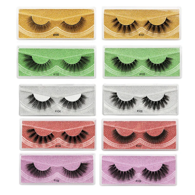 

Customized Eyelashes Wholesale Mink Eyelash 100 Pairs 10 Style and 5 Color Card Box Mixed Natural Look 3D Lashes