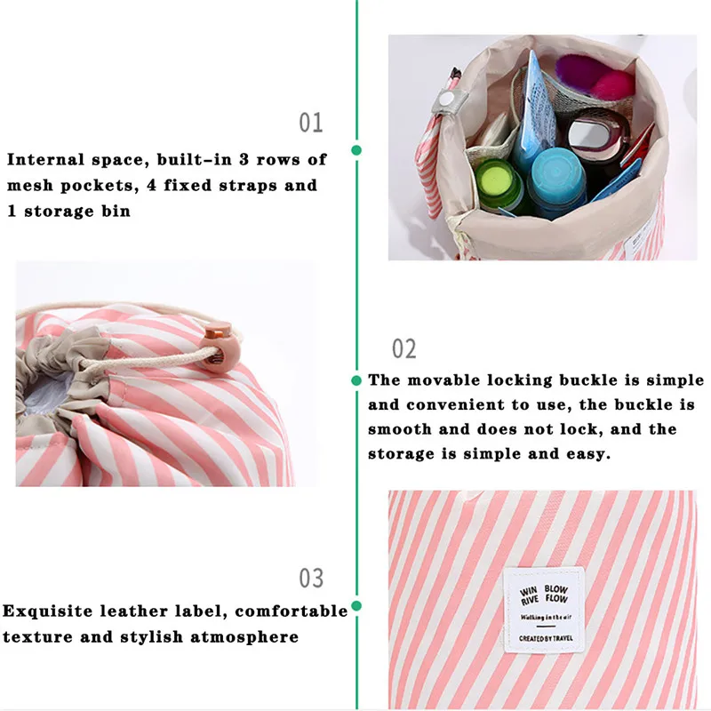 Косметички портативный органайзер для путешествий женщин цилиндрическая сумка