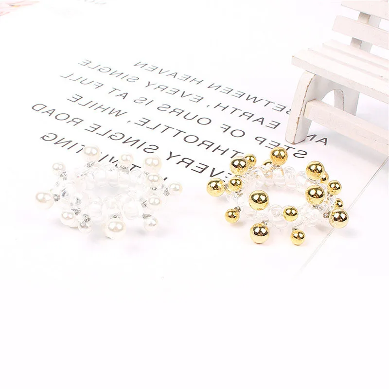 

Wholesale 50Pcs Bead Transparent Telephone Wire Line Cord Hair Ring Elastic Band Girl Scrunchy Size 4 CM