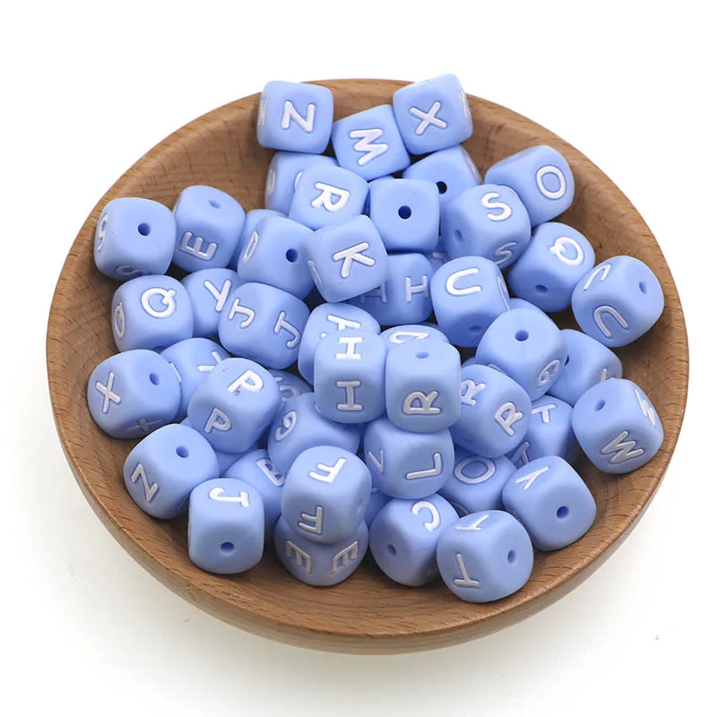 

Kovict 50/100/200/500/1000Pcs 12MM Blue Silicone Letters Beads For Jewelry Making DIY Bracelet Pacifier Chain Accessories