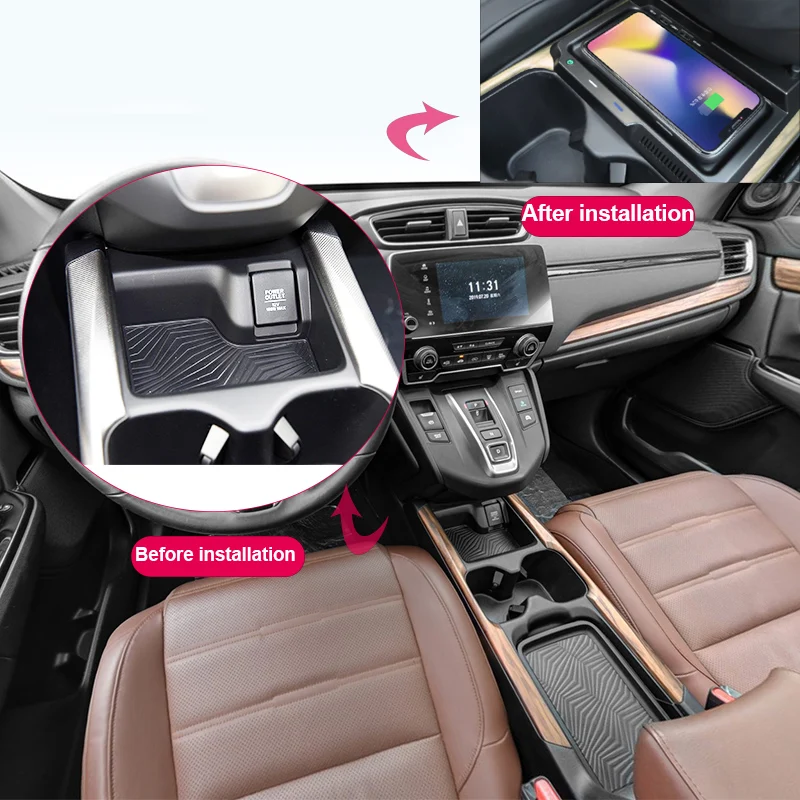 for honda crv 2017 2018 2019 2020 wireless charging board decoration central control car phone charger qi free global shipping