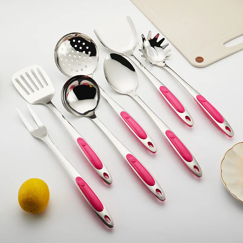 

Kitchen Utensils Set Stainless Steel Cooking Tools Set of 1/2/7 PCS Kitchenware Rail Bar Skimmer Meat Fork Ladle Spatula Spoon