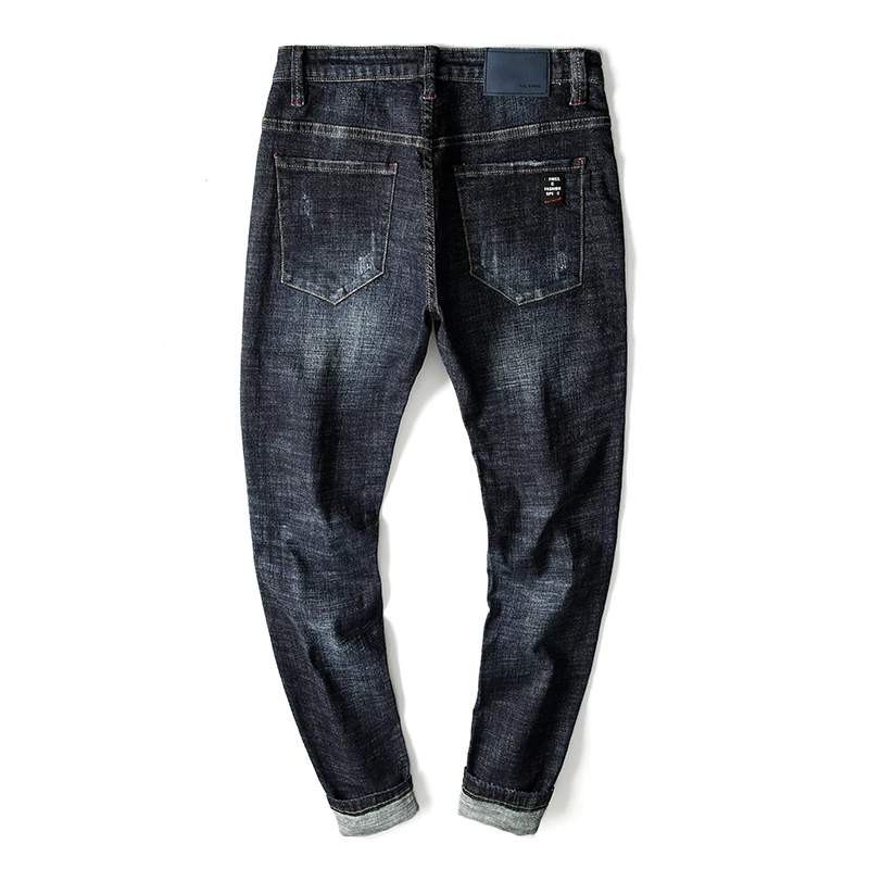Мужские джинсы в полоску KSTUN темно-синие облегающие прямые Стрейчевые