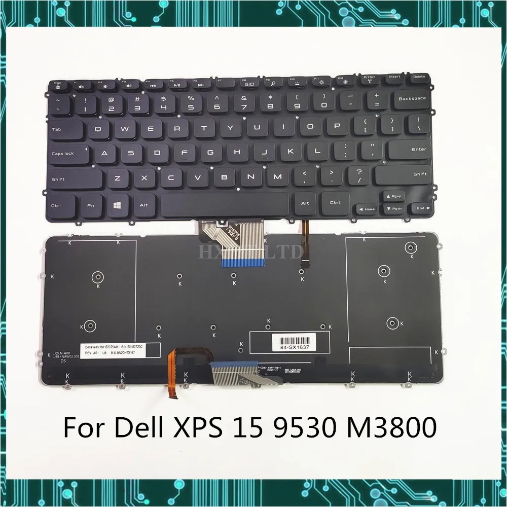 Новая Оригинальная клавиатура для ноутбука Dell XPS 15 9530 M3800 Версия США с подсветкой полностью протестирована