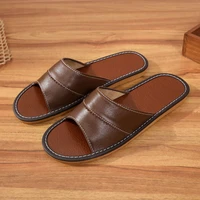 indoor slippers unisex split leather home shoes women flat 2020 wide slippers female weightlight shoes