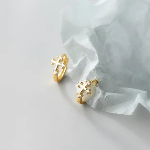 

Cross Cuff Earrings For Women Vintage Small Minimalist Round Classic Cut Goth Piercing Ear Rings Charm Jewelry Wholesale