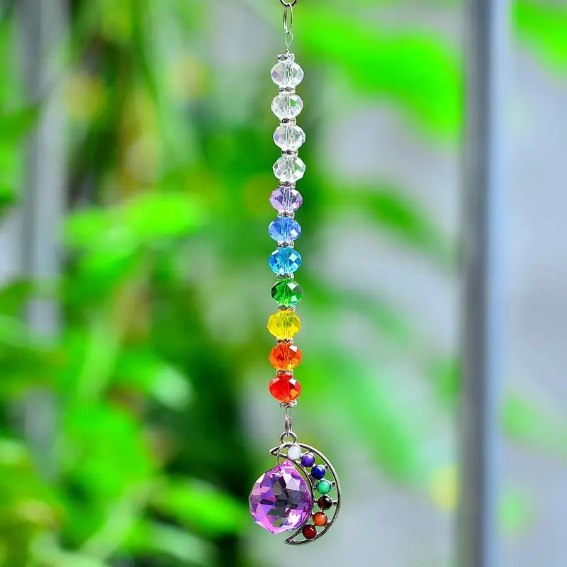 Чакра луна Ловец Солнца хрустальные призмы искусственное украшение на окно