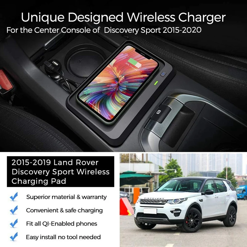 Беспроводное зарядное устройство для телефона Land Rover Discovery Sport 2015 2020 центральная