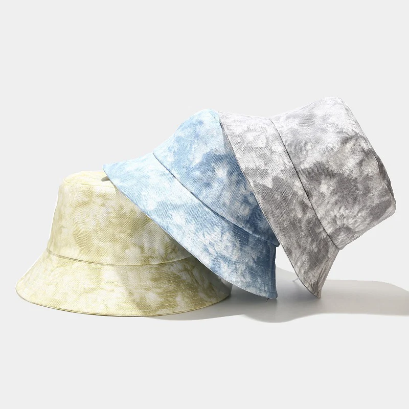 

Tie Dye Print Beach Panama Women Fashion Fisherman Hats Wide Brim Streetwear Casual Sun Cap Windproof Sunscreen Bucket Hat Caps