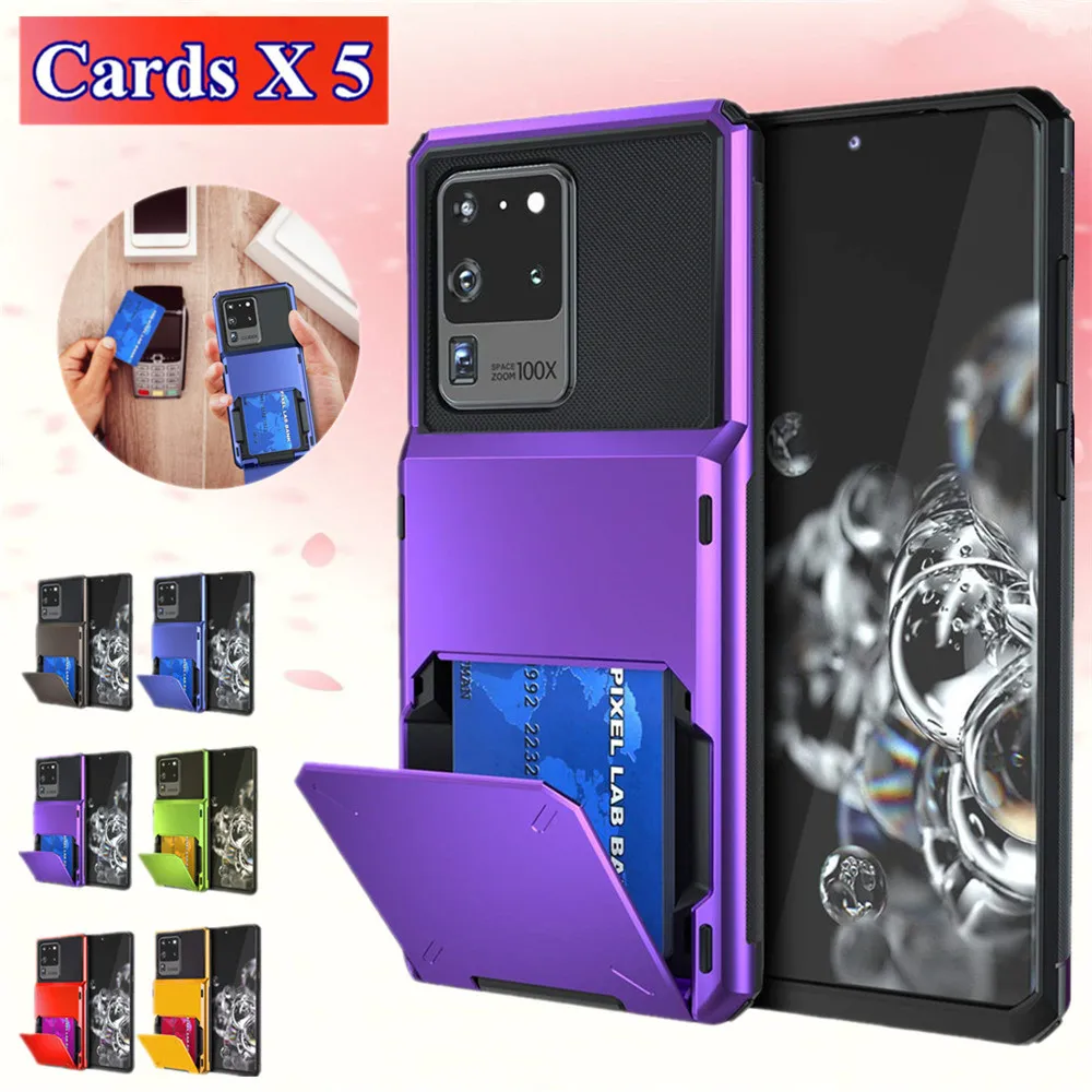 

For Samsung Galaxy S20 Ultra S10E S9 S8 Plus Wallet 5-Card Pocket Card Slot Cover For Samsung Note 8 9 10 Plus 5G A7 A8 A9 2018