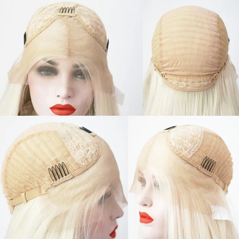 613 # светлый короткий Боб прямые волосы натуральный волос с ребенком без клея