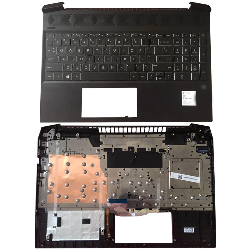 original 95 new for hp pavilion gaming 15 ec 15 ec0000 laptop palmrest upper case us backlit keyboard l72598 001 free global shipping