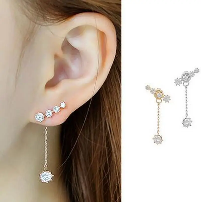 

2020 New S925 Sterling Silver Fashion Ladies Earring Pearl Flower Earrings Long Drop Personality Earrings Jewelry Gift for Women