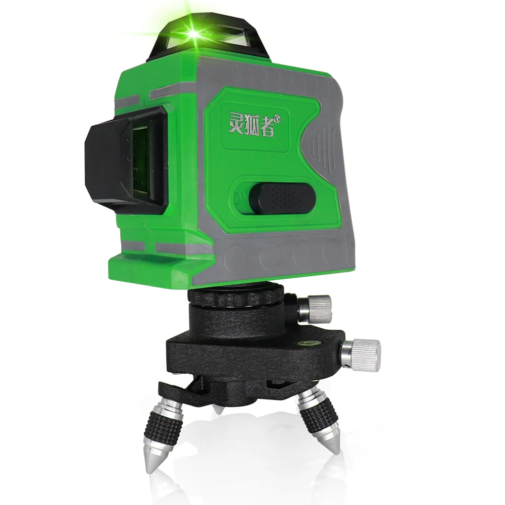 12 линий лазерный уровень SPY004 3D green laser level 3д 360 зеленый нивелир строительный