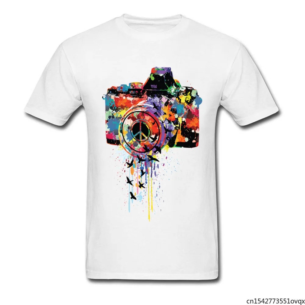 

Colorful Paint DSLR Men T-Shirt Custom Male Top Brand Fashion Clothing Shirt New Hip Hop Tshirt Four Seasons
