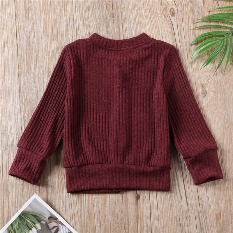 Новый Повседневный вязаный свитер для маленьких девочек кардиганы на пуговицах