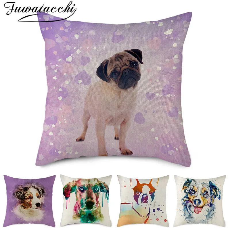 Льняная наволочка Fuwatacchi с изображением собаки для подушки милыми животными