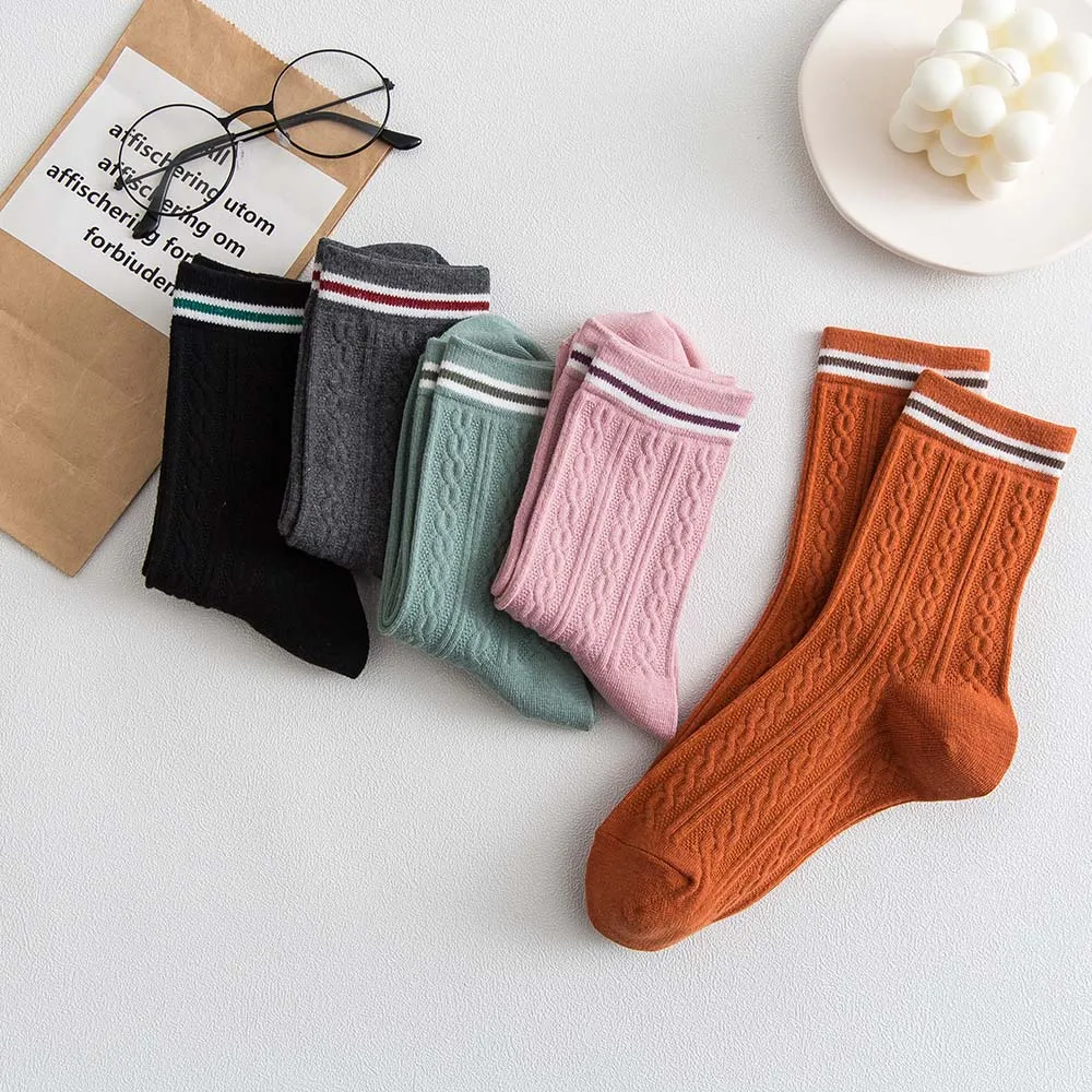 2020 New Products Women's Winter Breathable High Quality Pure Cotton Fashion Deodorant Casual Socks 5 Pair