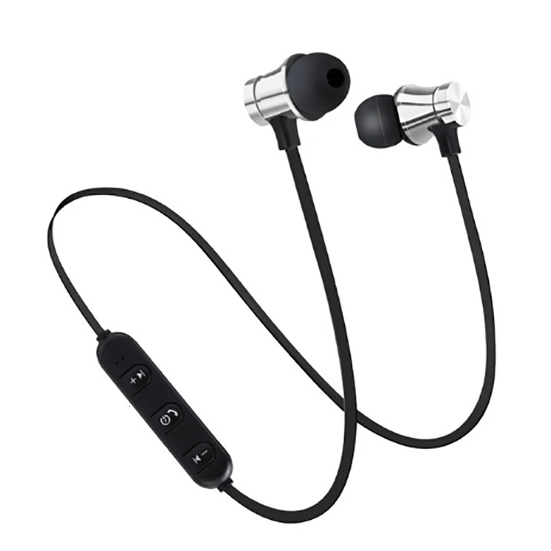 silver Bluetooth наушники спортивные свободные беспроводные наушники Магнитная гарнитура с микрофоном для Android/IOS смартфон - Цвет: silver