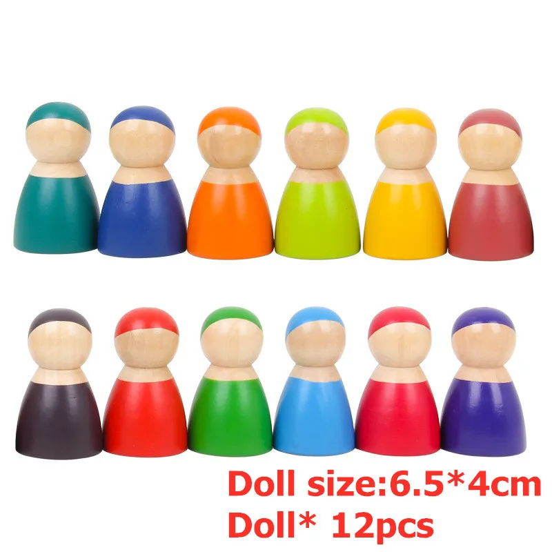 

12pcs/set Colorful Wooden Doll Story Role Playing Pretend Game Toys Parent-child Interaction DIY Educational Toys for Kids Gifts