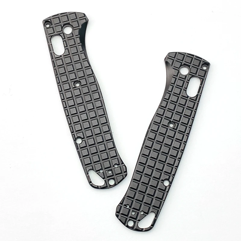 1 Pair Lattice Texture Aluminium Alloy Folding Knife Shank Handle Grips for BM Bugout 535 Patch Accessories images - 6