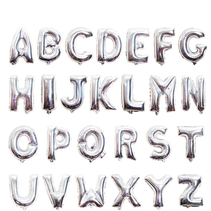 16 дюймовые фольгированные буквы золотые серебристые розовые разноцветные