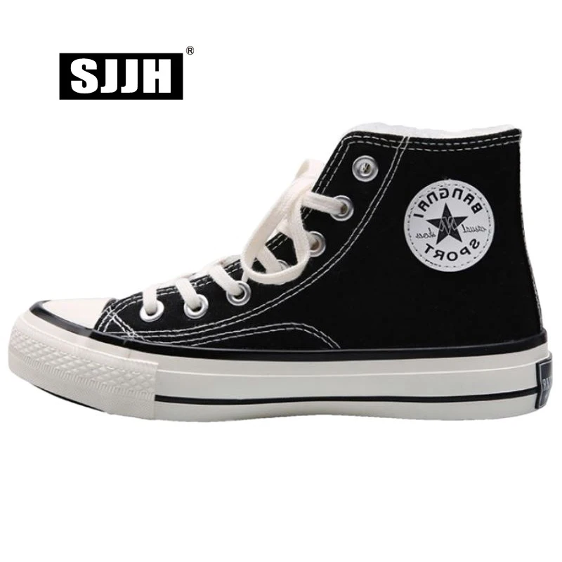 SJJH/женская зимняя парусиновая обувь с коротким ворсом высокие мужские кроссовки