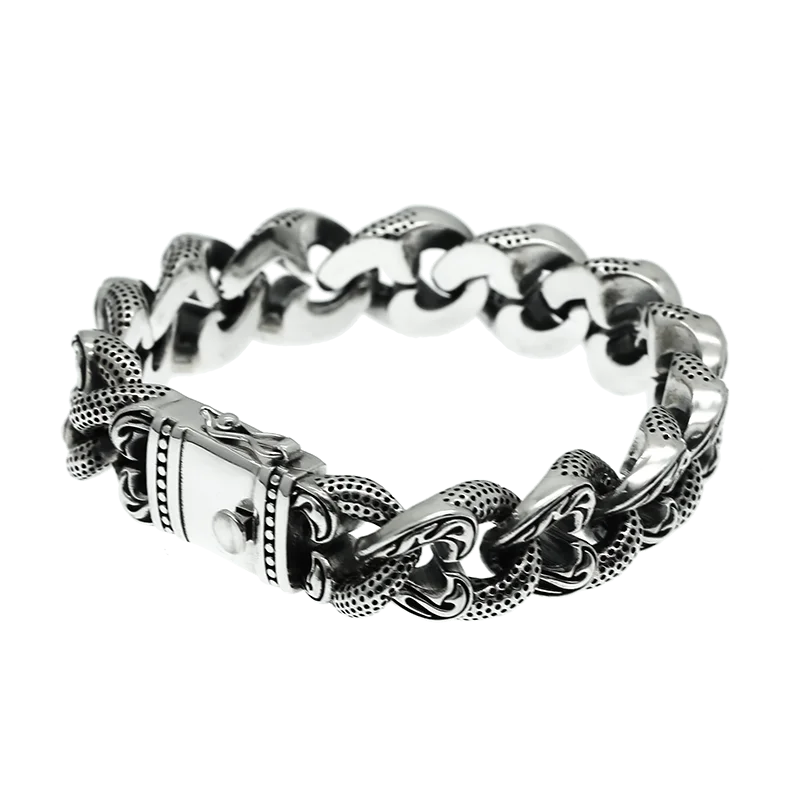 

RetroSen Silver Men Bracelet Thick Style Hipster Korean Chinese Style Retro simple Domineering Personality Creative Gift