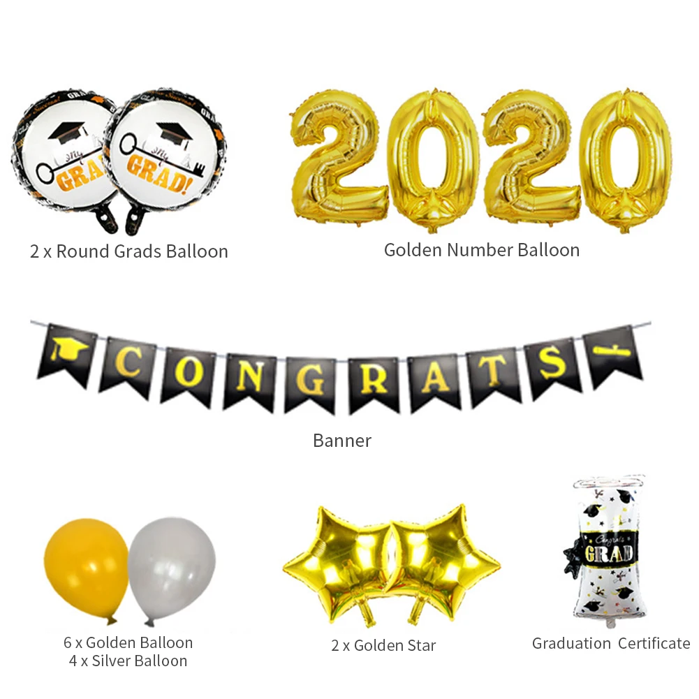 17 шт. 2020 алюминиевая пленка практичный баннер школьные Вечерние Декорации