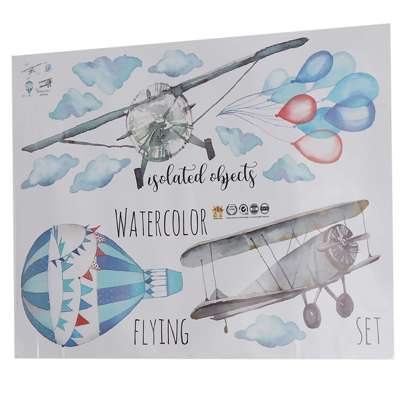Настенная Наклейка с самолетом и воздушным шаром ПВХ Стикеры для детской комнаты