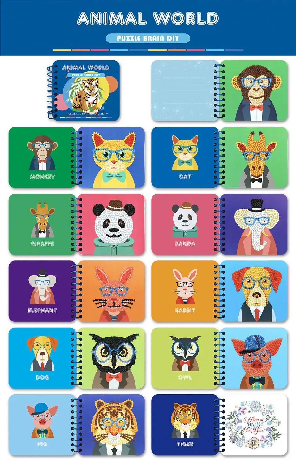 

DIY Diamond Painting Kid Puzzle Toy Manual Picture Book DIY Animal Hexapod Fruits Diamond Embroidery Handicraft Kids Gift