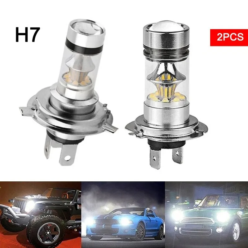 

2 шт., Автомобильные светодиодные лампы H7 12 в 100 Вт 6000 К 3030 SMD
