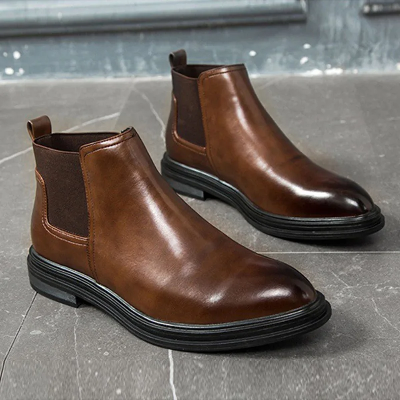 

2021 Winter Chelsea Boots Men Leather Shoes Men Ankle Boots Fashion Brand Autumn Winter Male Footwear