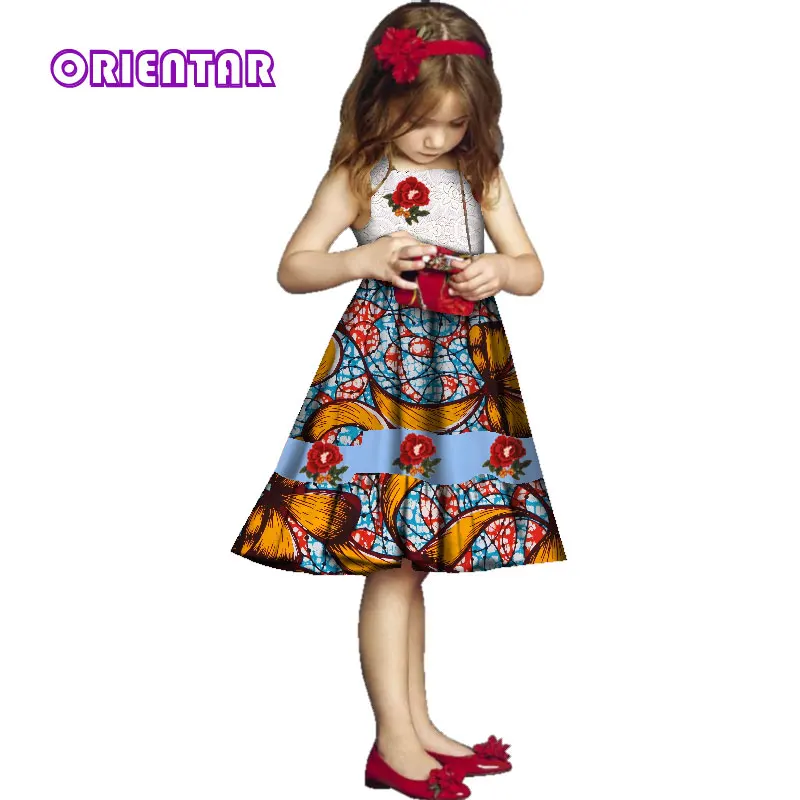Милое детское платье без рукавов для девочек белое кружевное средней длины с принтом в африканском стиле