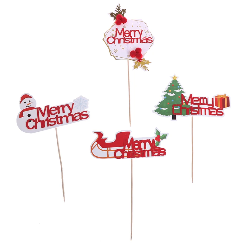 

Red Cake Topper Merry Christmas Letter Cake Topper Santa Claus Snowman Train Cake Topper Decoration Christmas Decoration 12*20cm