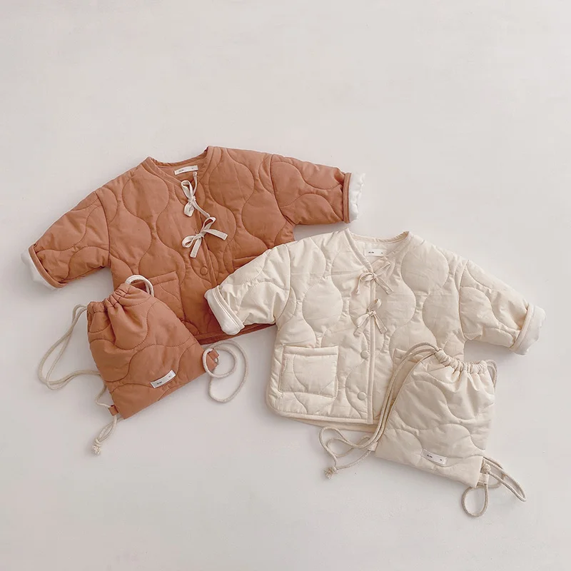 

MILANCEl 2020 New Baby Parkas Korean Style Girls Coat Free Bags Solid Toddler Boys Outerwear