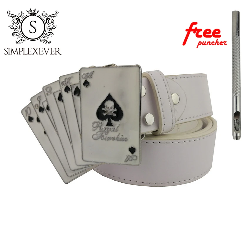 Ремень с пряжкой и подвеской в виде белой казино пряжка для ремня покер Прямая