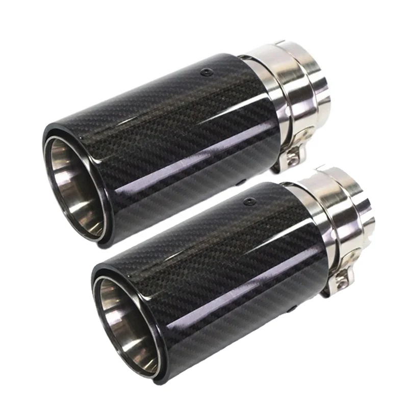 1 Pair Inlet 63mm Outlet 81mm Car Styling M Label Car Carbon Fiber Exhaust End Tips Pipes For BMW Carbon Exhaust Tip
