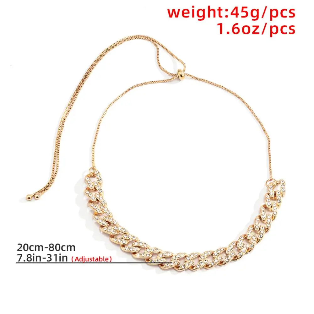 

Salircon Kpop Luxury Crystal Chunky Choker Necklace Vintage Miami Cuban Neck Chain Necklace for Women Jewelry Gift 2021 Trend