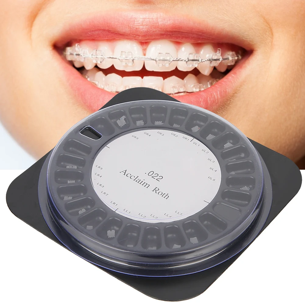 

20 pcs Mini Dental Orthodontic Ceramic Brackets Dentist Orthodontics Supplies Grooved Round Base Contour Designs Easy Bonding
