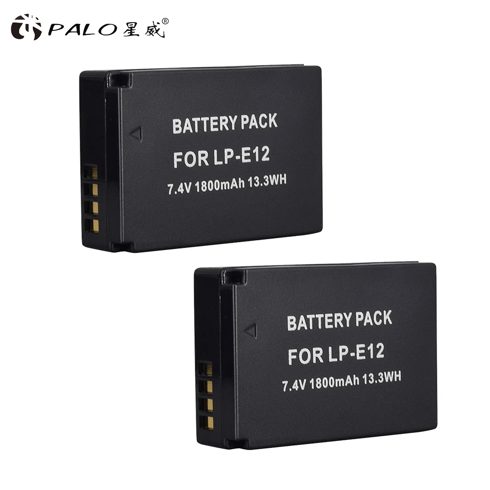 Palo 7,4 V 1800mAh большой емкости цифровой аккумулятор LP-E12 LPE12 LP E12 для камеры canon EOS M M10 M50 M100 M100D rebel SL1 Kiss X7 - Цвет: 2pcs battery