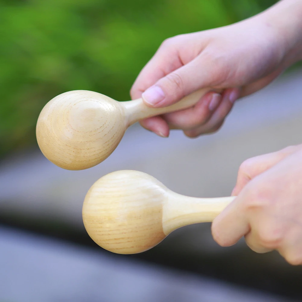 

2xKids Baby Maraca Toy Wooden Percussion Music Instrument Educational Funny Toy for Kids Children Playing Gifts
