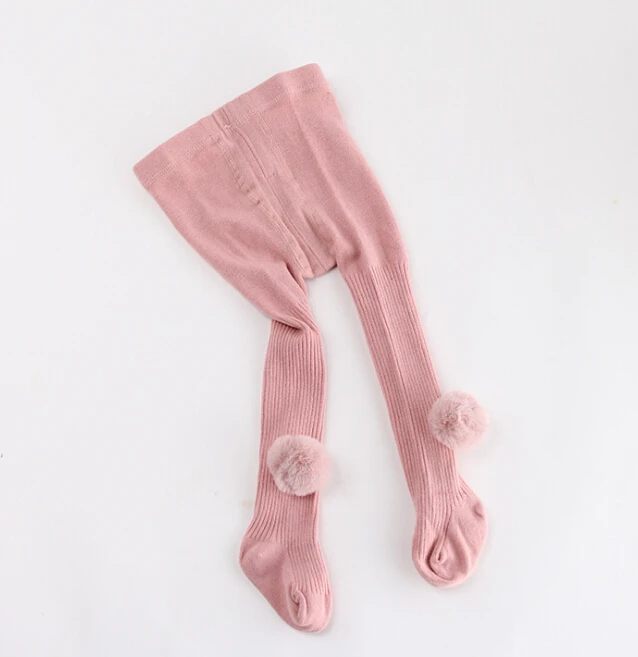 Хлопковые чулки с помпоном для маленьких девочек удобные длинные облегающие на