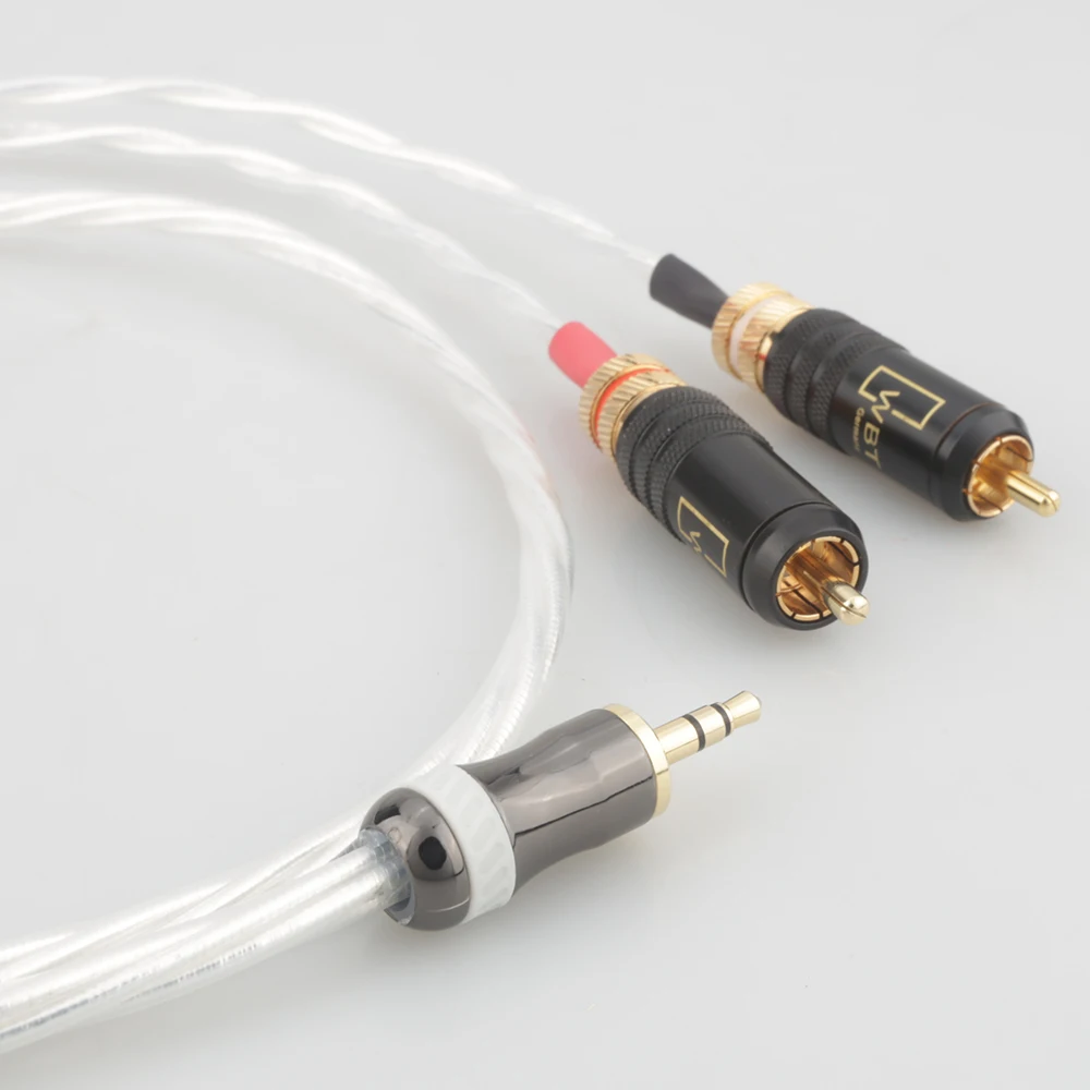 

HIFI Nordost Odin audiophile silver aux 3.5mm headset plug to 2rca jack Audio signal line Computer and audio connection cable