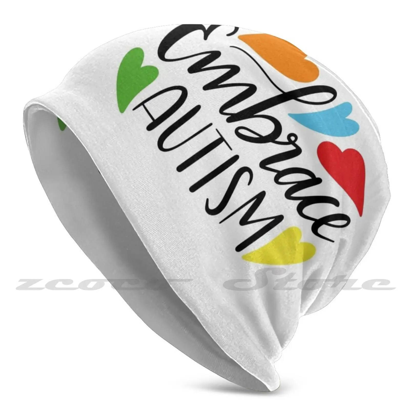 

Embrace Autism , Autism Awareness , Blessed By Autism Diy Pullover Cap Knit Hat Plus Size Keep Warm Elastic Soft Embrace Autism