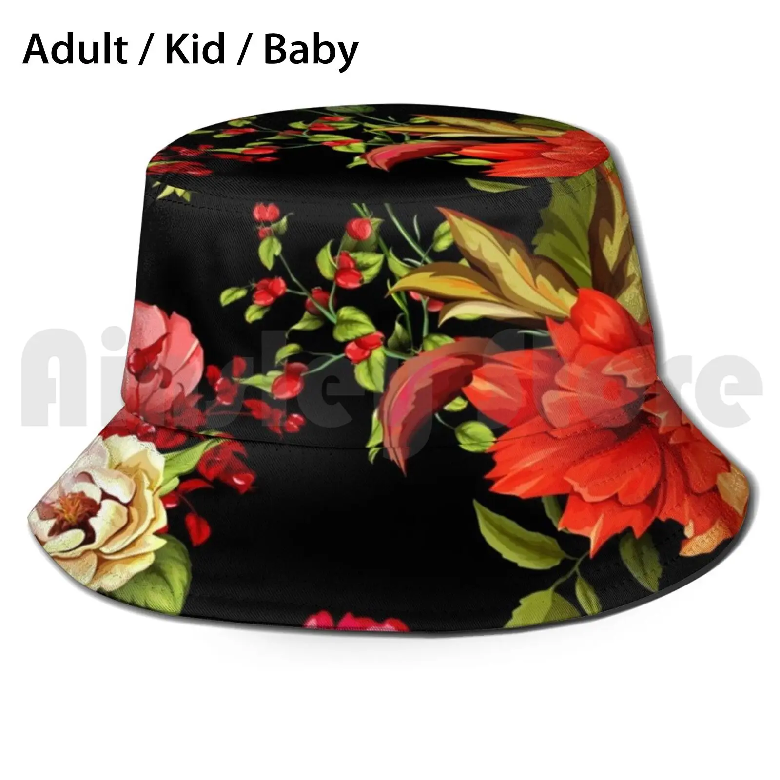 

Солнцезащитная шляпа с узором из роз и цветных цветов