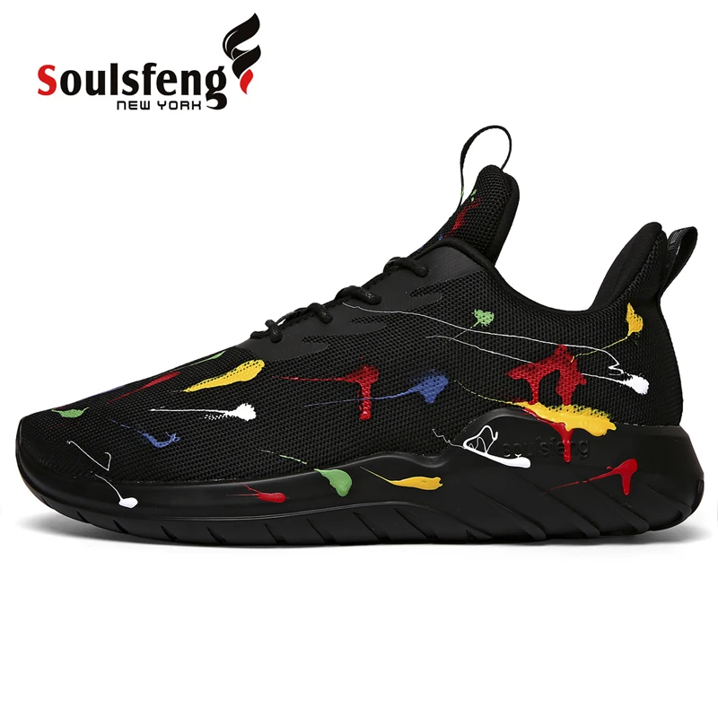 soulsfeng Womens Sports Trail Running Shoes Lace Up Trainers Cushioning Breathable Mesh Walking Sneakers for Girls