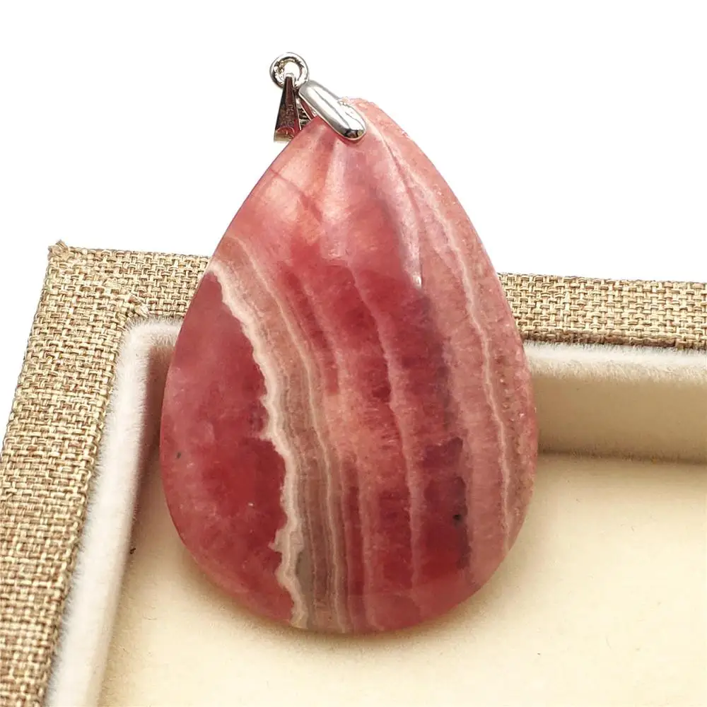 Высокое качество натуральный розовый красный родохрозит кулон 41x29x8 мм капли воды